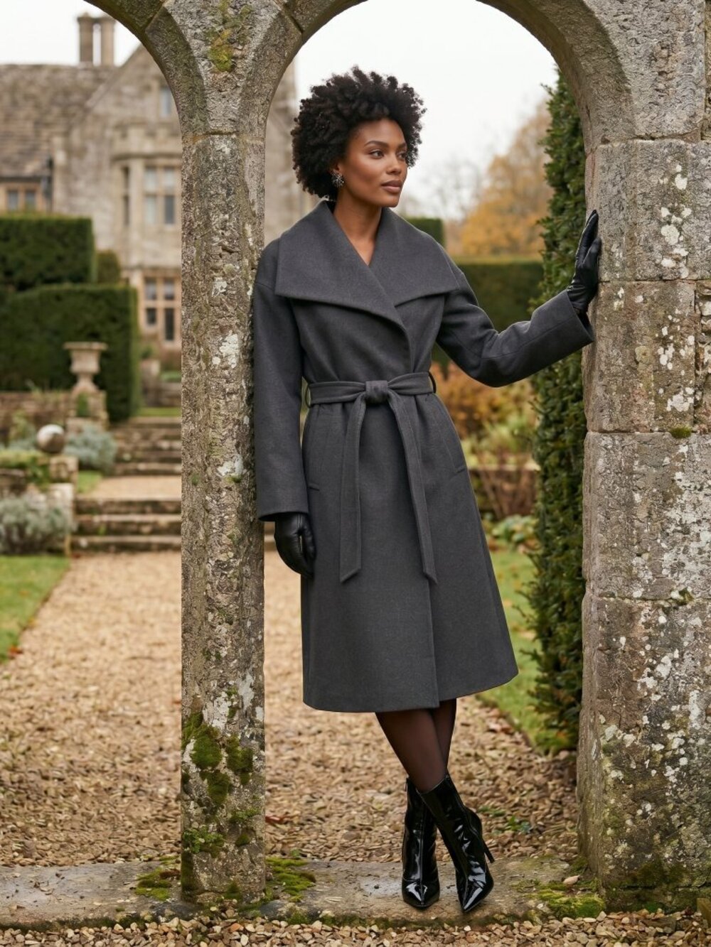 Mango Jungle Long Wool Blend Coat - 5829929 Grey - Large